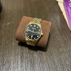 Bulova Men's 40mm Diamond Accent Stainless Steel Goldtone Bracelet Watch